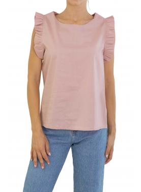 T shirt con rouge tinta unita 